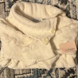 Villager Women's Cream Cable Knit Turtleneck Sweater